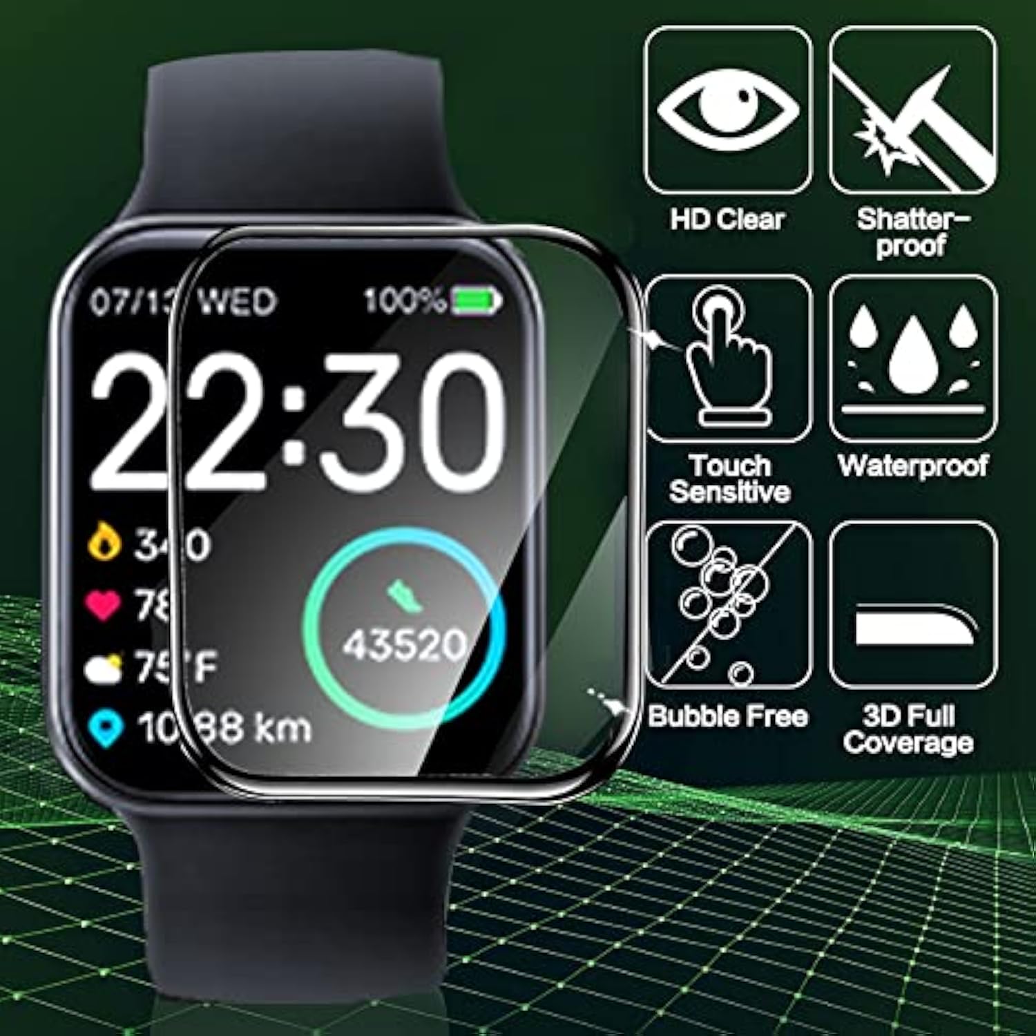 Compatible For Zoskvee P95 Smart Watch Screen Protector, [3 Pack] 3D Full Coverage Pet Soft Screen Protector Film Compatible For Zoskvee P95 2.0" Smart Watch/Popglory P95 2.01'' Smartwatch/P95 Smart Watch (3 Pack)