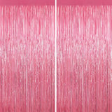 Pink Tinsel Backdrop, 2 Pack Foil Fringe Curtains for Party Decor