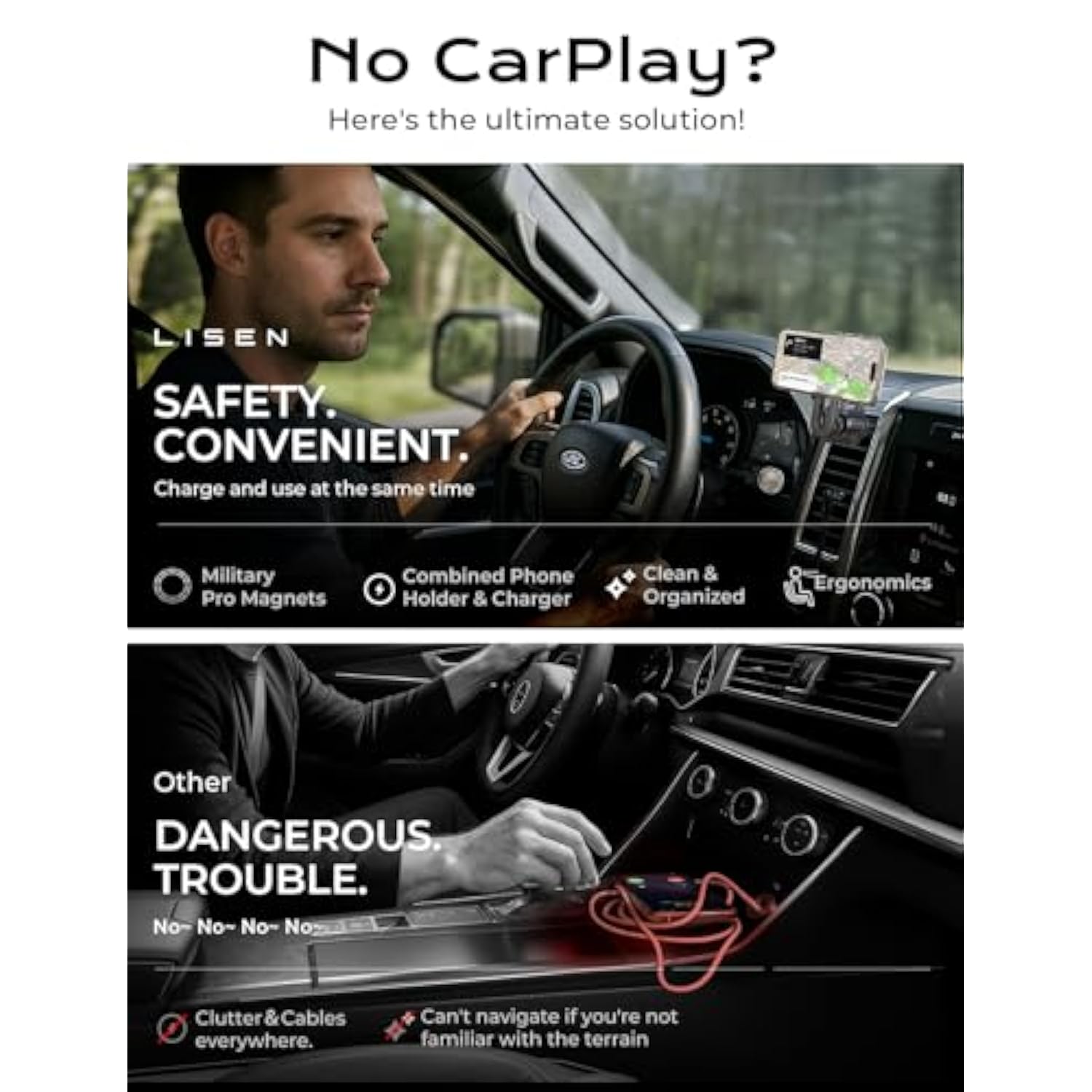 15W MagSafe Car Mount Charger with Long Arm, Wireless for iPhone 15/14/13/12