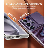 For Samsung Galaxy S24 Ultra Case With Slide Camera Cover+Screen Protector, [ Grade Shockproof] Marble Protective Slim & Tough Phone Case For S24 Ultra 6.8"(Quicksand/Purple)