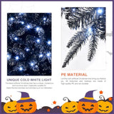 4Ft Prelit Black Christmas Tree With 150 Lights, Artificial Fake Christmas Tree With 666 Pe&Pvc Branch Tips, Halloween And Xmas Tree For Holiday Decorations, Metal Stand And Hinged Branches