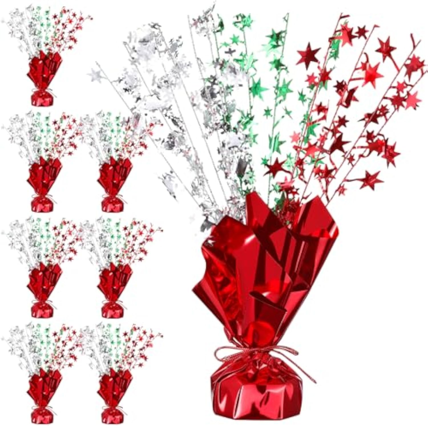 8-Pack Metallic Foil Spray Star Table Centerpieces for Holiday and Party Decor