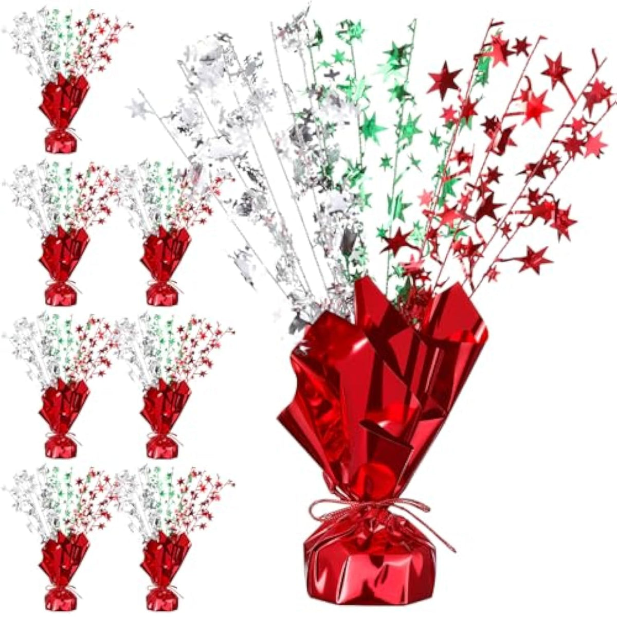 8-Pack Metallic Foil Spray Star Table Centerpieces for Holiday and Party Decor