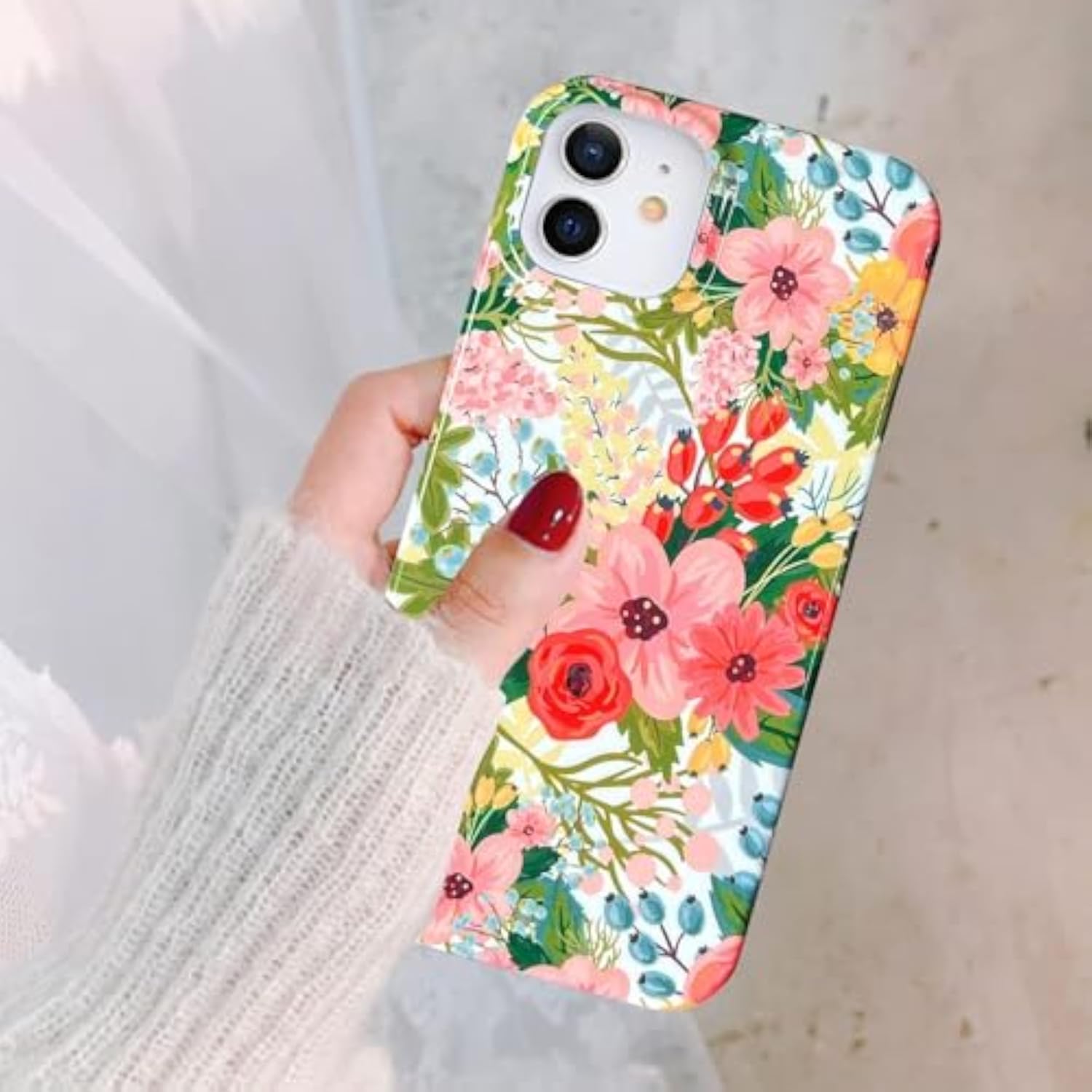 Modern Floral Pattern iPhone 11 Case 6.1" Slim Soft TPU Shockproof Cover Protective Phone Case for Women Girls