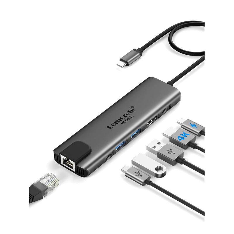Usb C Hub, 6-In-1 Usb C Hub Multiport Adapter With Gigabit Ethernet Port, 4K@6