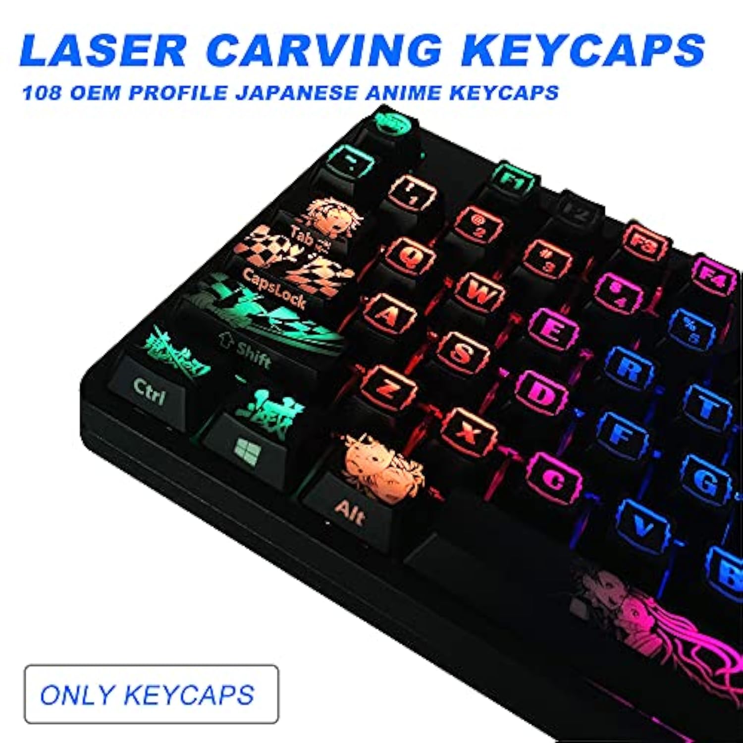 Japanese Anime Demon Slayer Keycaps 108 Pbt Dye Sublimation Oem Profile For Ch
