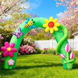 8Ft Spring Inflatable Arch With Flower Outdoor Decoration, Blow Up Easter Decoration, Built-In Leds For Holiday Party, Garden, Lawn, Yard, Patio, Indoor, Outdoor