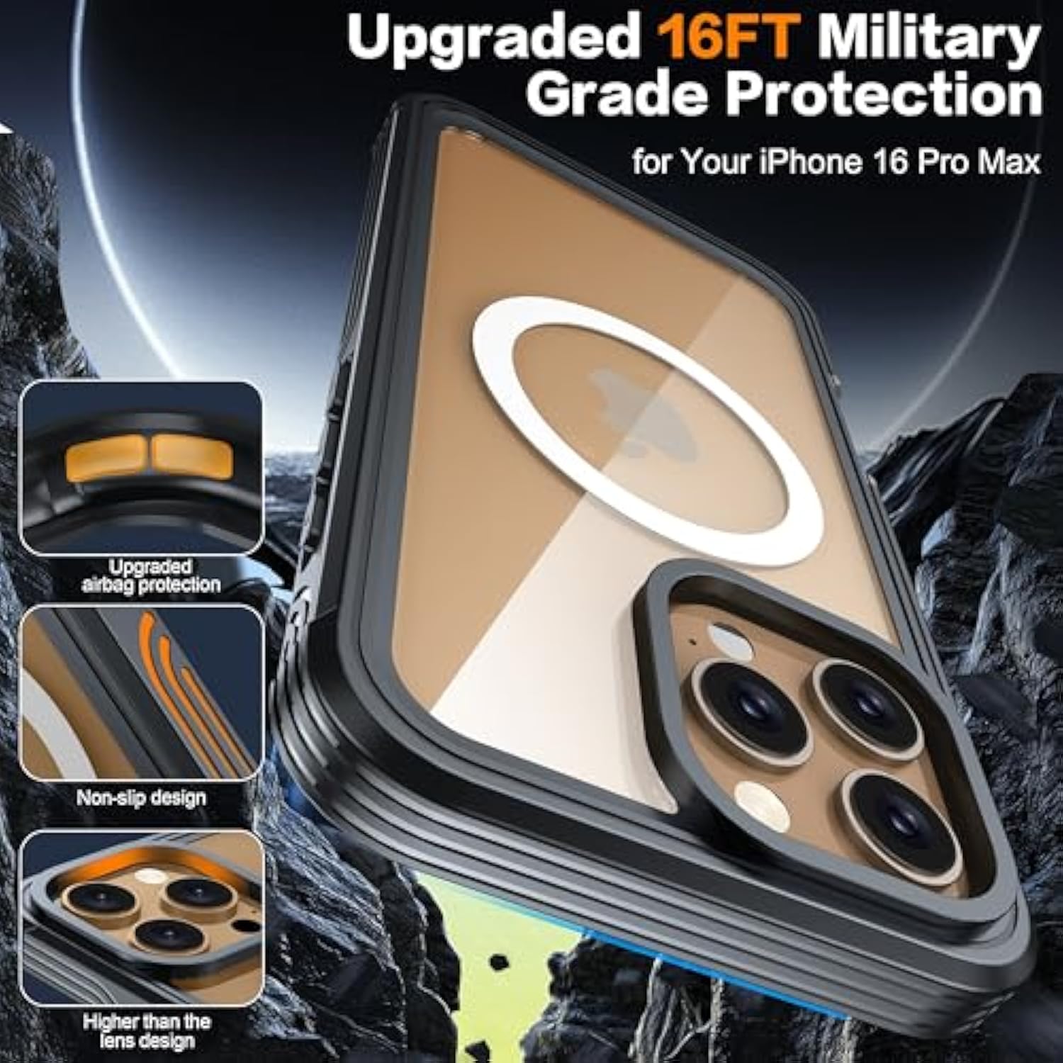 For Iphone 16 Pro Max Case, Double Front Frame Built-In 9H Tempered Glass Screen Protector + Privacy Screen Protector, Compatible With Magsafe, Magnetic Phone Case For Iphone 16 Pro Max