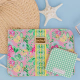 Lilly Pulitzer Padded Tech Sleeve with Small Zip Pouch for Accessories, Cute Laptop Case for Women, Tablet Bag or 13 Inch Laptop Sleeve, Via Amore Spritzer
