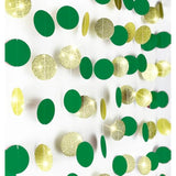 Graduation Party Decorations Green Gold 2025/Green Gold Graduation Decorations/Glitter Gold Green Birthday Party Decorations/St. Patrick’S Day Decorations/2Pcs Paper Circle Garlands