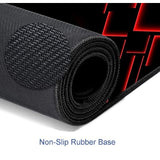 Large Mouse Pad Gaming, Black Extended Mousepad With Stitched Edges, Non-Slip Rubber Base Keyboard Mouse Mat Desk Pad For Work, Game, Office, Home, 31.5 X 11.8 In, Red Ray