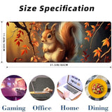 Cute Squirrel Gaming Mouse Pad, Autumn Leaf Mousepads For Gaming Home Office Work, Extended Mats Computer Keyboard Laptop, 31.5×11.8 Inch Large Desk Mat With Non-Slip Rubber Base