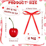 24 Pcs Cherry Cake Decorations And Bow Cake Toppers Artificial Fake Cherries Fruit Decor For Birthday Party Decorations Summer Bridal Wedding Party Supplies(Red)