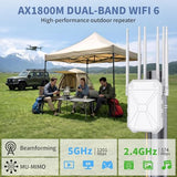 Ax1800 Outdoor Wifi Extender, Ip67 Weatherproof Outdoor Wireless Access Point, Supports Extender/Ap/Repeater, Dual Band High Power Long Range Outdoor Wifi Extenders Booster For Farm Backyards Garages