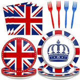 96 Pcs Britain Uk England Flag Birthday Party Paper Plate And Napkins British Flag Party Supplies Tableware Union Jack Party Decorations Paper Plate Napkin Fork For Party Favors 24 Guests