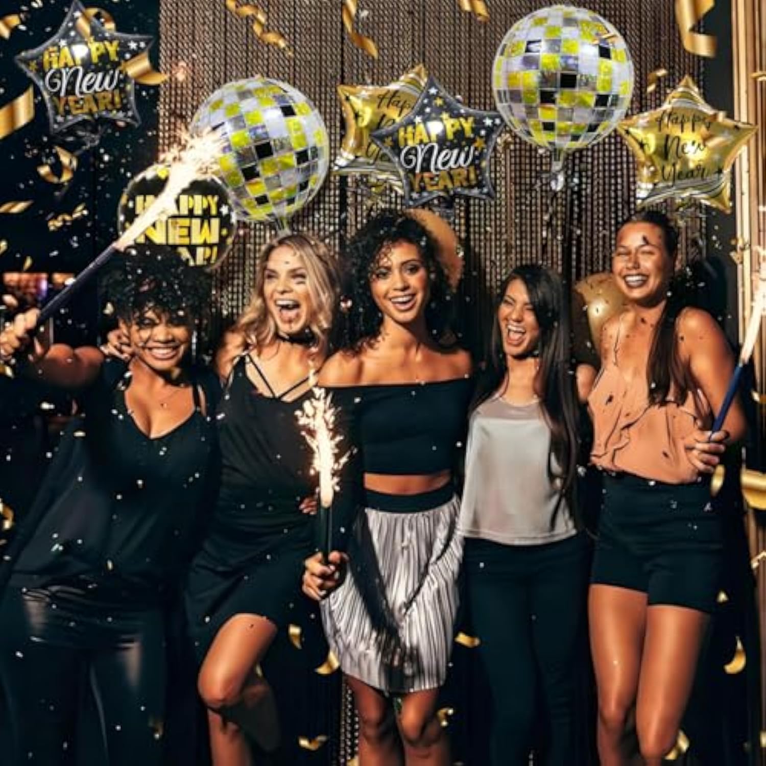 18 Inch Foil Happy New Year 2025 Balloons for Party Decorations
