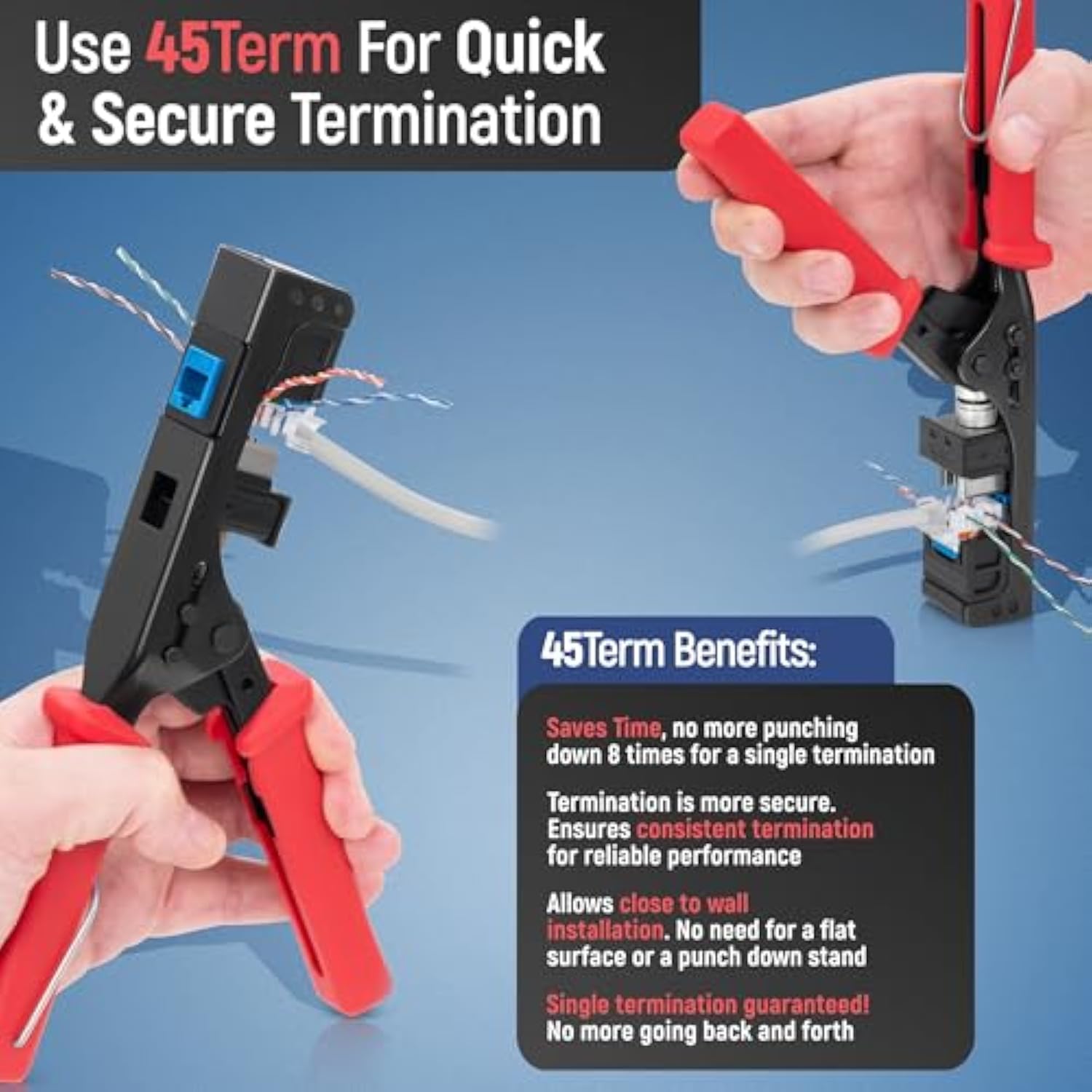 Bundle – 2 Items: 45Term - Speed Termination Tool + 50 Pack Of 45-Degree Angle