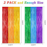 2 Pack 3.28x7.05 Ft Rainbow Tinsel Backdrop Curtains for Wedding/Birthday Party Decor