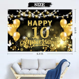Happy 10th Anniversary Backdrop 6x4ft Cheers to 10 Years Party Banner Decor