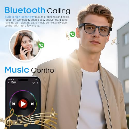 AI Smart Glasses with 800mp Camera Real-Time Translation in 139 Languages,1200p Video Recording,Open-Ear Audio,Object Recognition for iOS Android