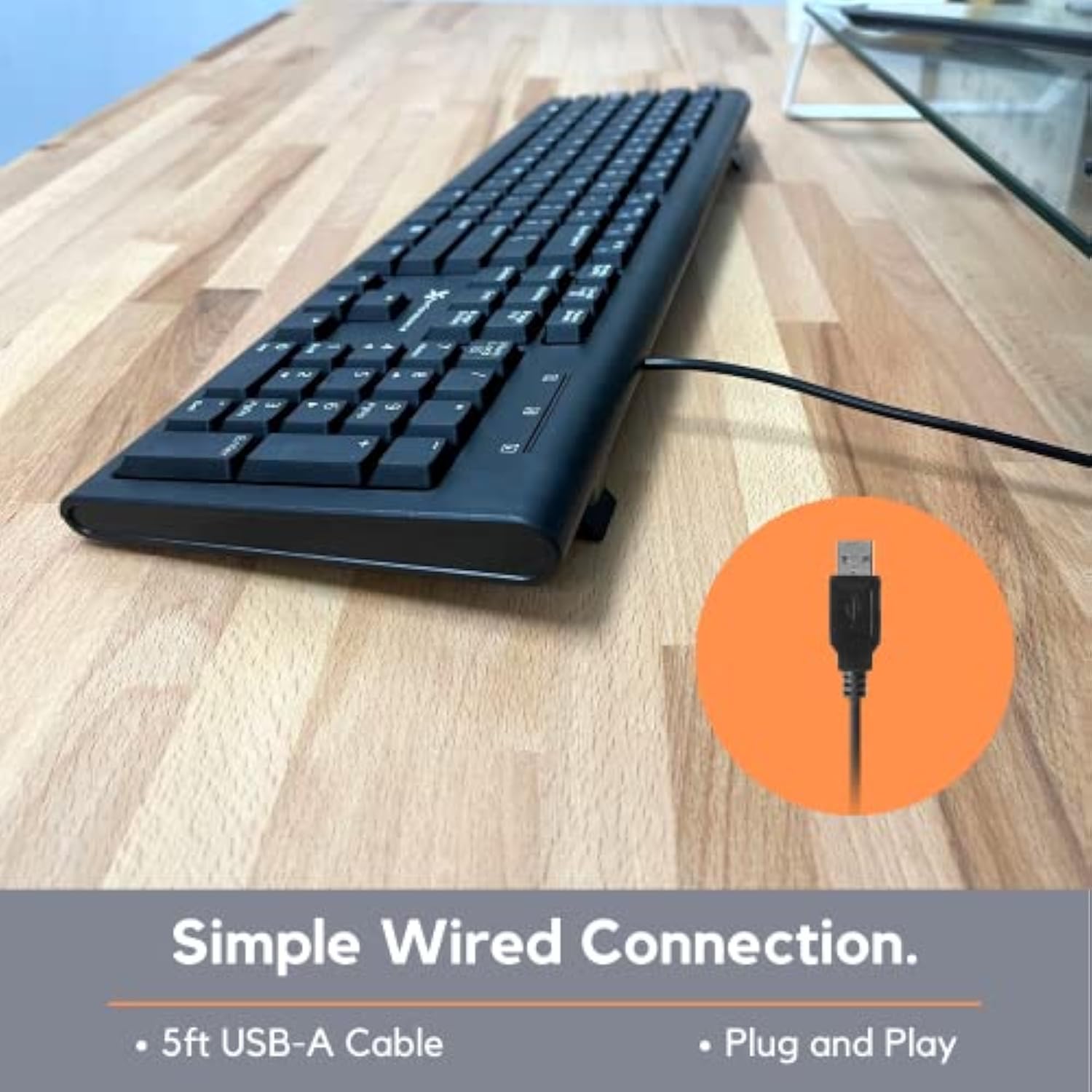 Wired Keyboard - Usb Computer Keyboard Wired, Coated With Silver Zinc Zeolite