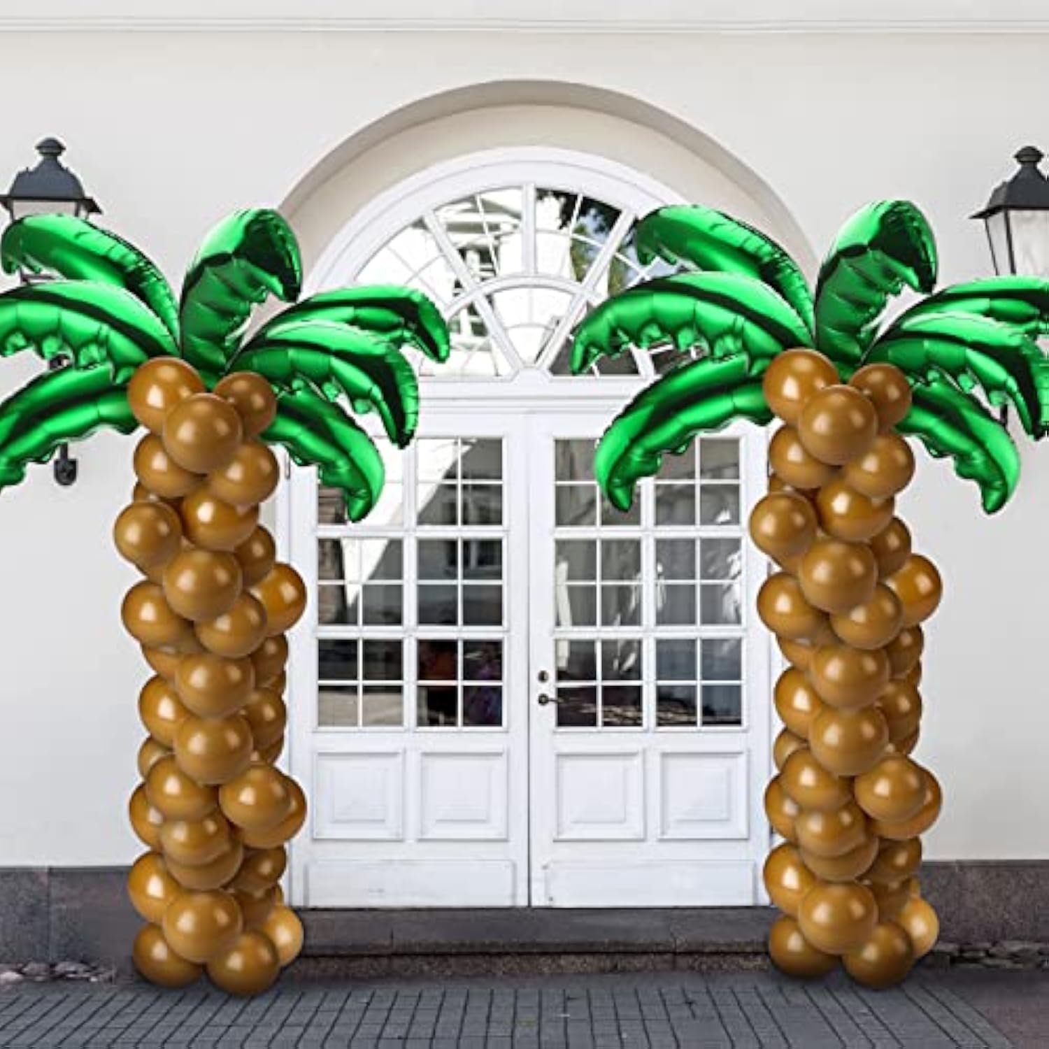 100Pcs Tropical Party Balloon Set – Palm Leaf & Coconut Balloons for Luau, Birthday, Shower