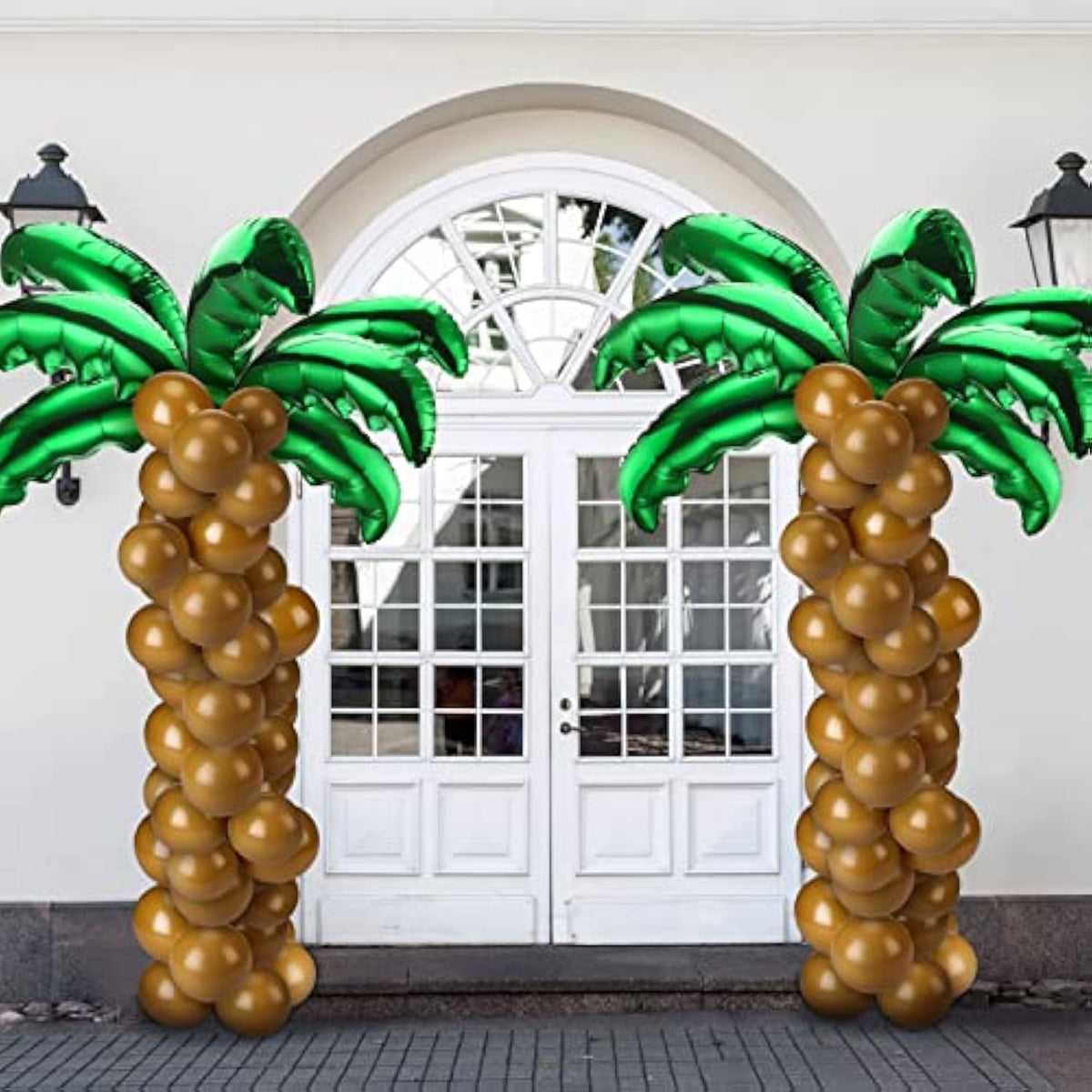 100Pcs Tropical Party Balloon Set – Palm Leaf & Coconut Balloons for Luau, Birthday, Shower