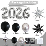 Black Silver Balloon Arch Kit for Birthday Party Decorations