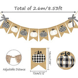 Plaid Pumpkin Burlap Banner Buffalo Check Fall Banner Jute White Pumpkins Bunting Garland Autumn Harvest Bunting Flag Thanksgiving Party Banner For Home Wall Mantel Fireplace Farmhouse Decor
