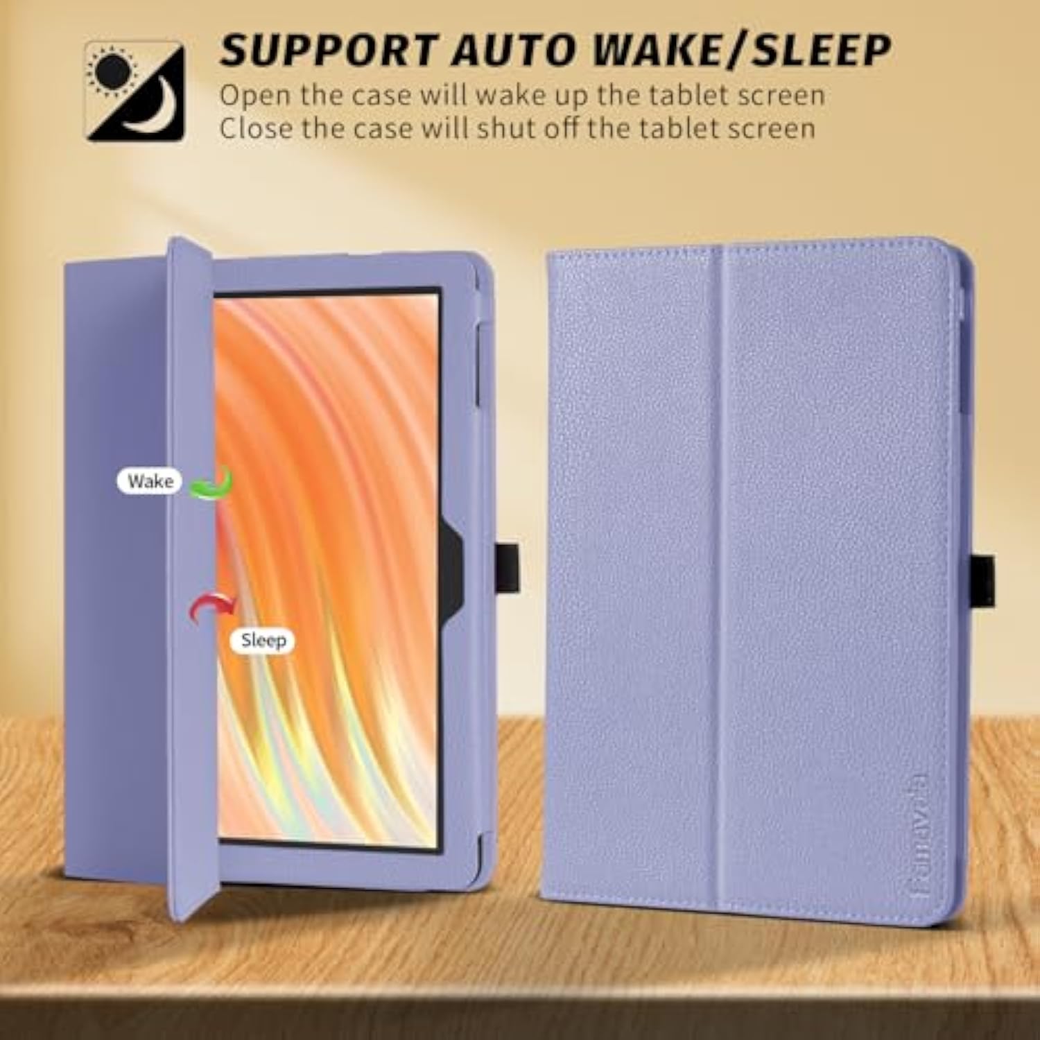Folio Case Cover For 10.1"Inch Fire Hd 10 Tablet (13Th / 11Th Generation, 2023/2021 Release), With Auto Wake/Sleep, Compatible With Alcatel/Tcl K10 10.1" Tab (Lilac)