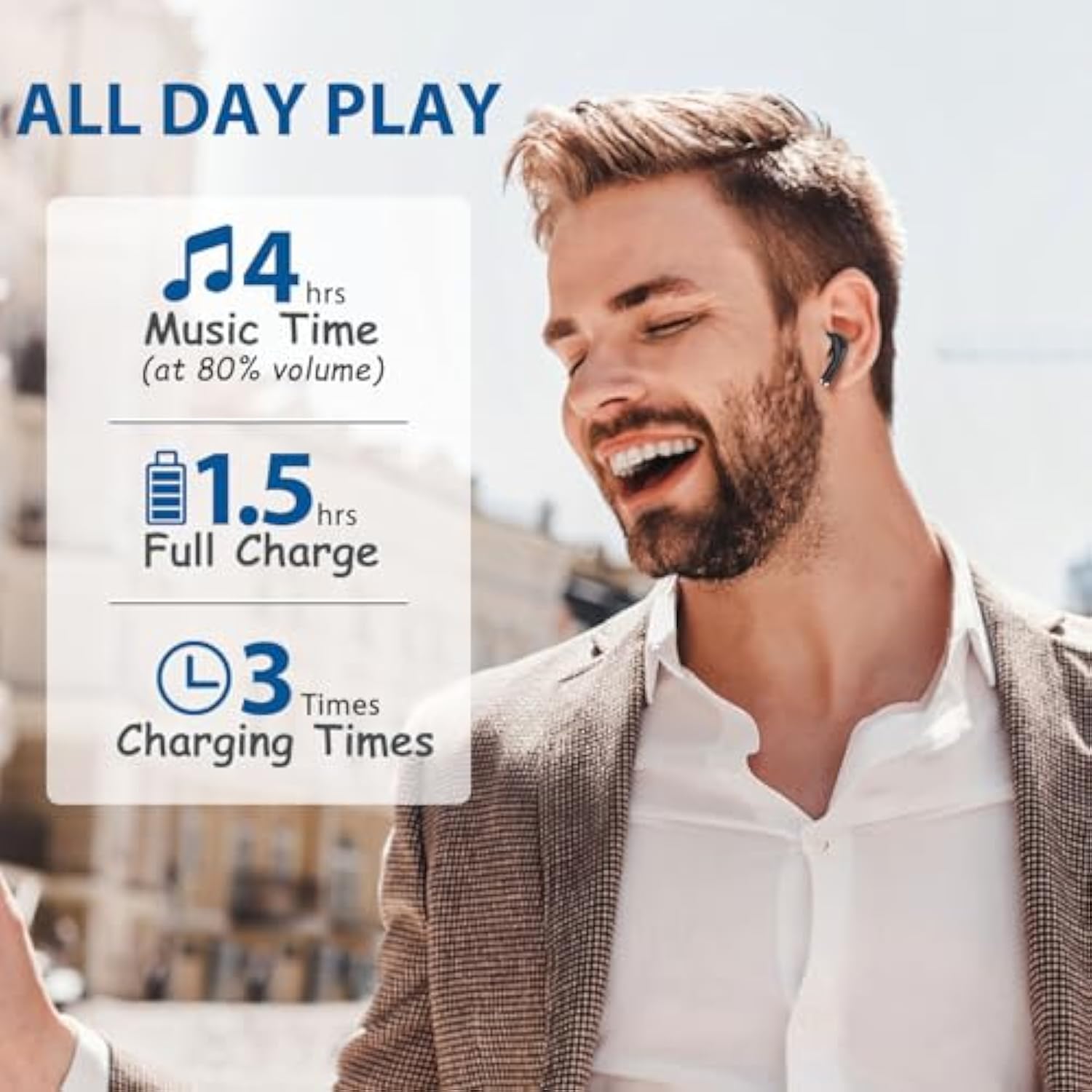 Wireless Bluetooth Earbuds for Samsung Galaxy & iPhone with Noise Cancelling Mic