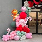 Christmas Balloon Arch Kit with Red, Green, Macaron, and Foil Candy Balloons