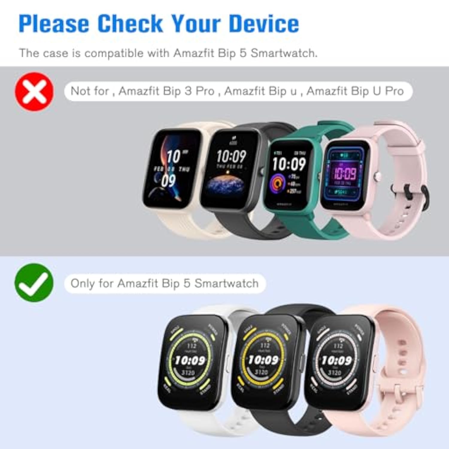 Fintie 3 Packs Screen Protector Case Compatible with Amazfit Bip 5, Soft TPU Plated Bumper Full Protective Cover Cases Scratch-Proof, Black/Rose Gold/Clear