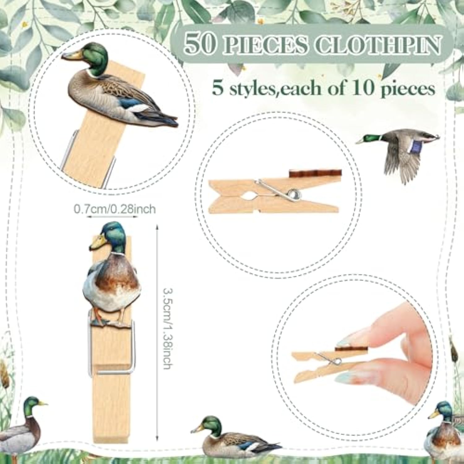 321 Pcs Baby Shower Games Supplies, 5 Sets (50 Cards Each) Activities Cards With 20 Pencils 1 Don'T Say Baby Sign 50 Clothespin(Mallard Duck)