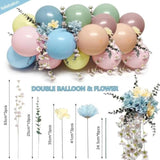 Pink Blue Green Balloon Arch Kit With Artificial Flowers, Double Stuffed Light Baby Yellow Pink Blue Green Pastel Floral Balloon Garland For Baby Shower Wedding Birthday Easter Fairy Tea Party Decor