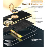 For Moto G Stylus 5G 2021 Case: With Tempered Glass Screen Protector [2 Pack] 360° Rotatable Ring Holder Magnetic Kickstand, Plating Rose Gold Edge Motorola G Stylus 5G 2021 Case, Black