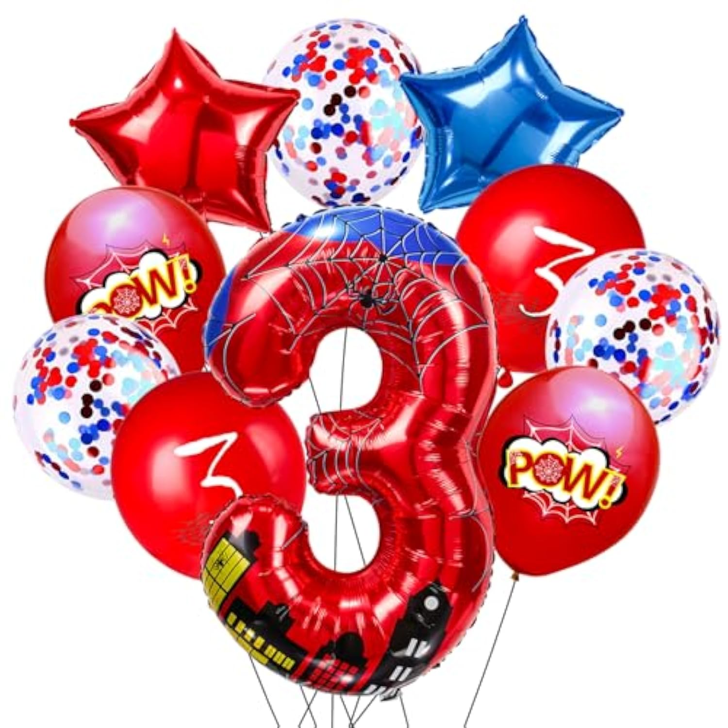 Cartoon Hero 40 Inch Red And Blue Spider Theme Number Foil Birthday Decoration Balloons, Cartoon Party Birthday Supplies, Number Large Balloons For Spider Theme Party (3)