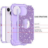 For Iphone 14 Plus Case Glitter Sparkly Bling Shockproof Heavy Duty Hybrid Sturdy High Impact Protective Cover Case For Iphone 14 Plus,Purple