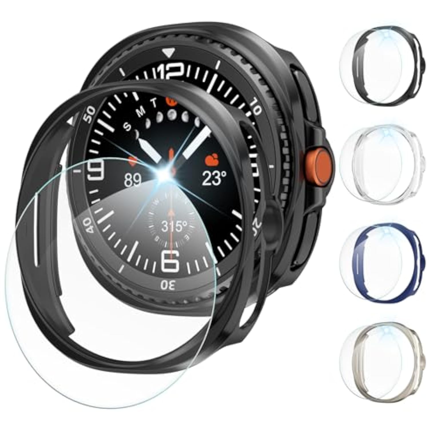 [4+4Pack] Case For Galaxy Watch8 Classic, Anti-Fog Tempered Glass Face Cover Film + All-Around Hard Pc Protective Screen Protector Compatible With Samsung Galaxy Watch 8 Classic 46Mm