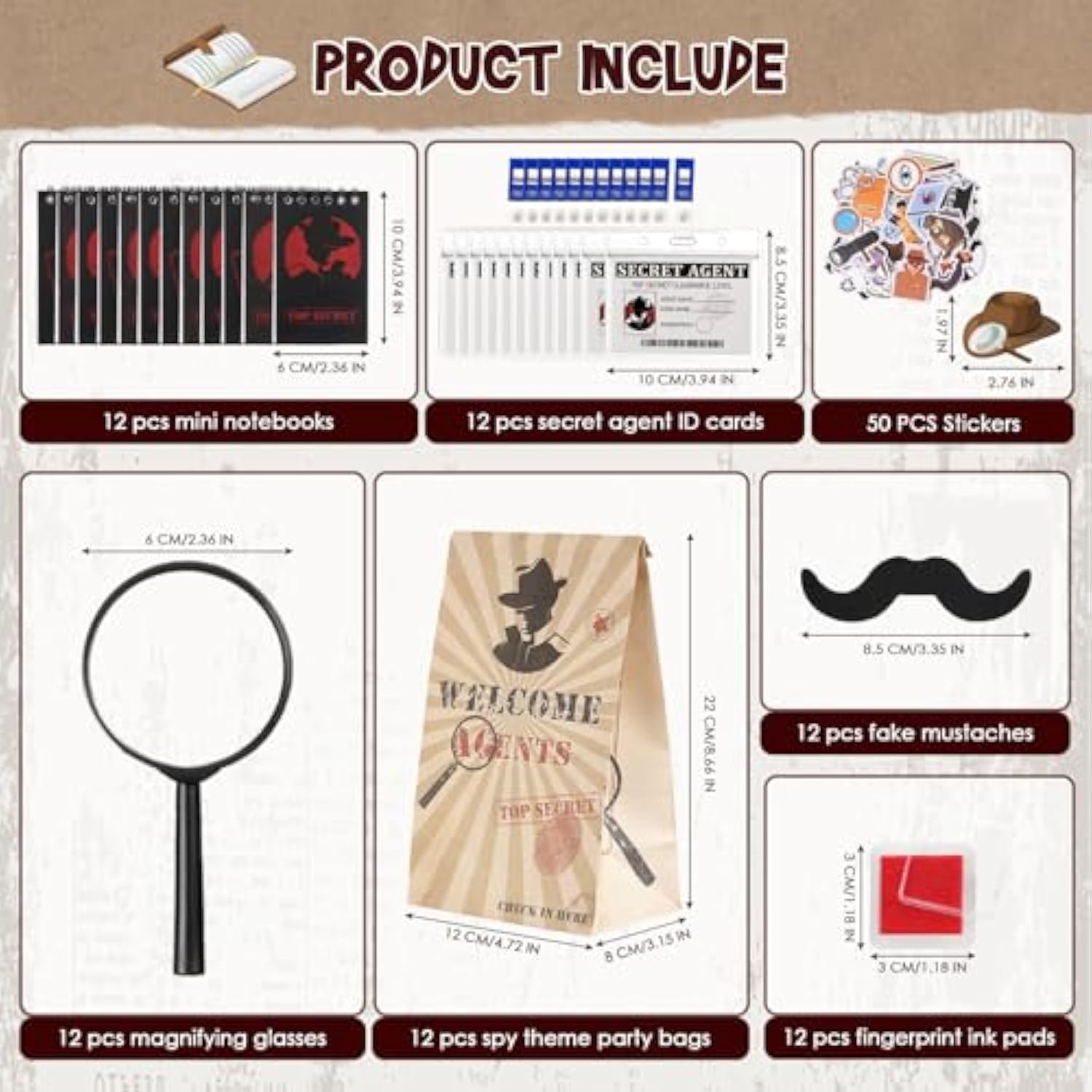 134Pcs Detective Party Favors Spy Kit Escape Room Birthday Party Decorations Supplies Magnifying Glass Gift For Kids Treat Bags Stuffers Pinata Filler Classroom Prizes