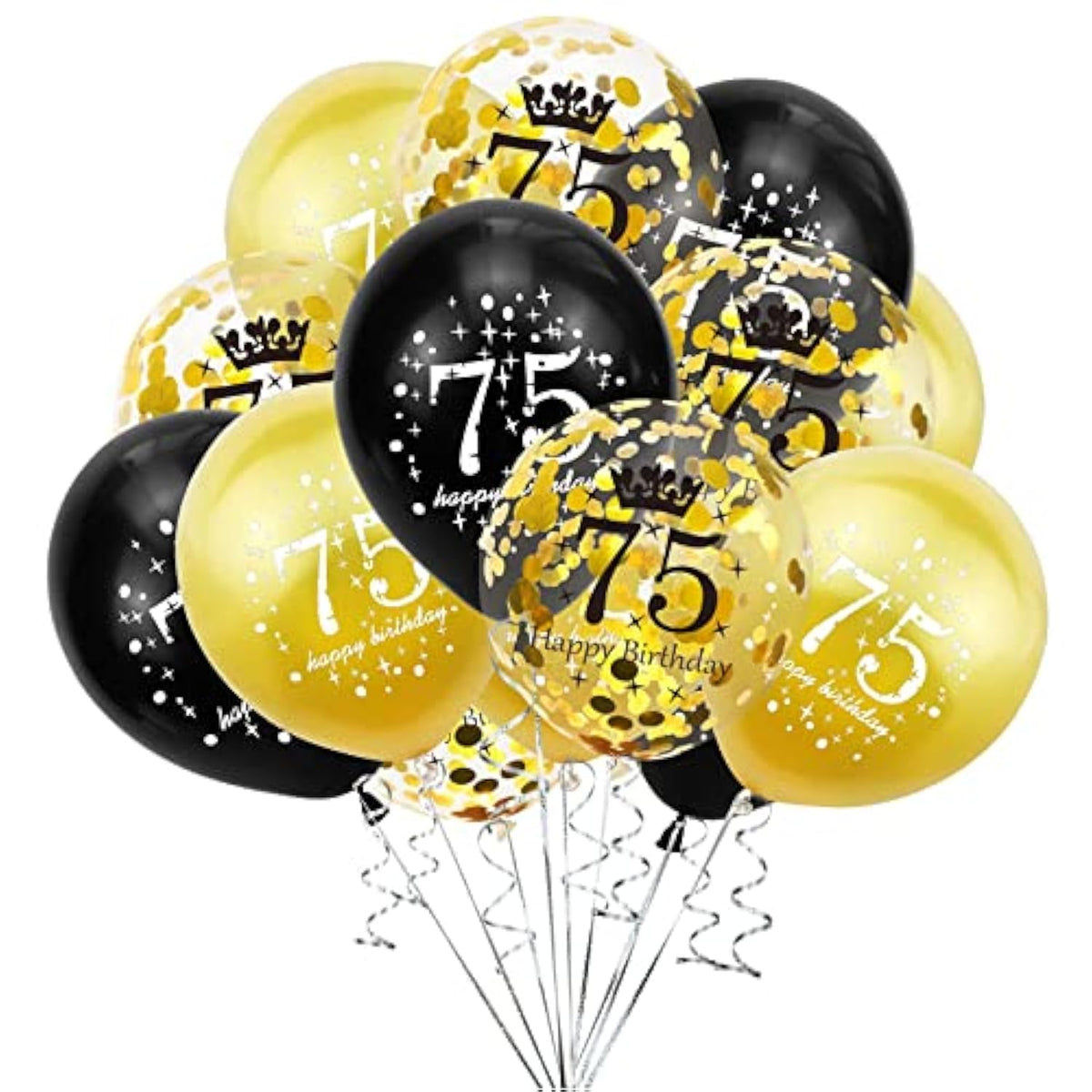 75Th Birthday Balloons Black And Gold 75Th Birthday Decorations For Men Women Happy 75 Birthday Latex Confetti Balloon 75 Years Old Theme Party Decor Supplies 15 Pack 12 Inch