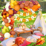 30pcs Fall Thanksgiving Balloons Pumpkin Maple Leaf Pine Foil Garland Party Decor