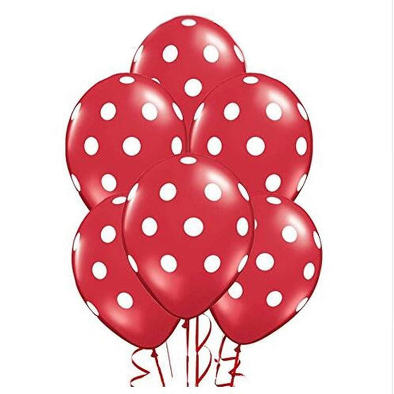 50 Pcs 12" Latex Balloons, Red Polka Dot Balloons For Valentine'S Day