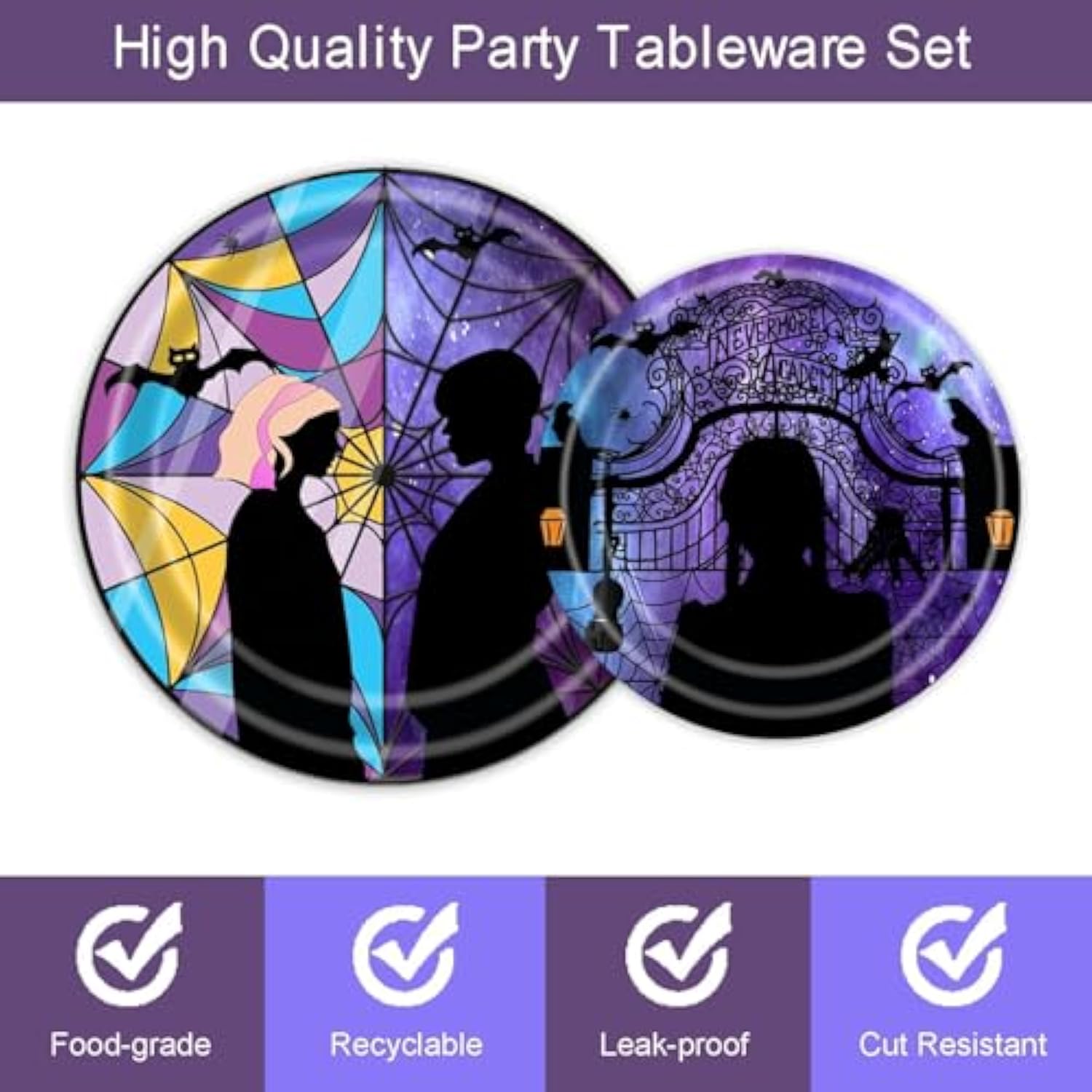 96 Pcs Wednesday Plates And Napkins Party Supplies Gothic Wednesday Party Supplies Including Wednesday Party Plates And Napkins Forks, Wednesday Party Favors Wednesday Birthday Decorations For Girls