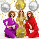 Disco Ball Balloons Gold Silver 4pcs 22in Birthday Bachelorette Decor