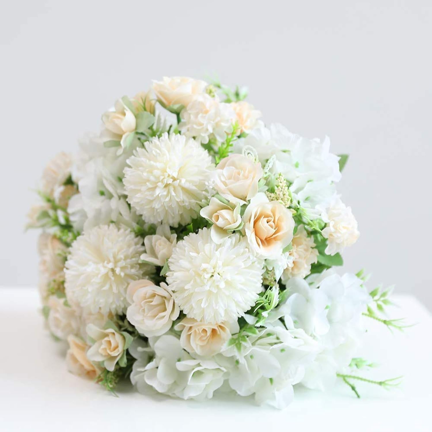 Artificial Flowers, 6 Packs White Fake Peony Silk Hydrangea Bouquet Decor Plastic Carnations Daisy Realistic Flower Home Office Party Decor Arrangements Wedding Decoration Table Centerpieces