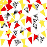 52.5 Ft Red Yellow Black White Checkered Flag Banner Racing Flags, 38Pcs Race Car Pennant Banner Flag Monster Truck Birthday Party Decorations For Nascar Race Themed Decoration,11.8 X 7.9In