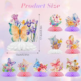 10Pcs Butterfly Centerpieces For Tables Butterfly Flowers Centerpieces Spring Honeycomb Table Decor Spring Flower Toppers For Birthday Party Supplies
