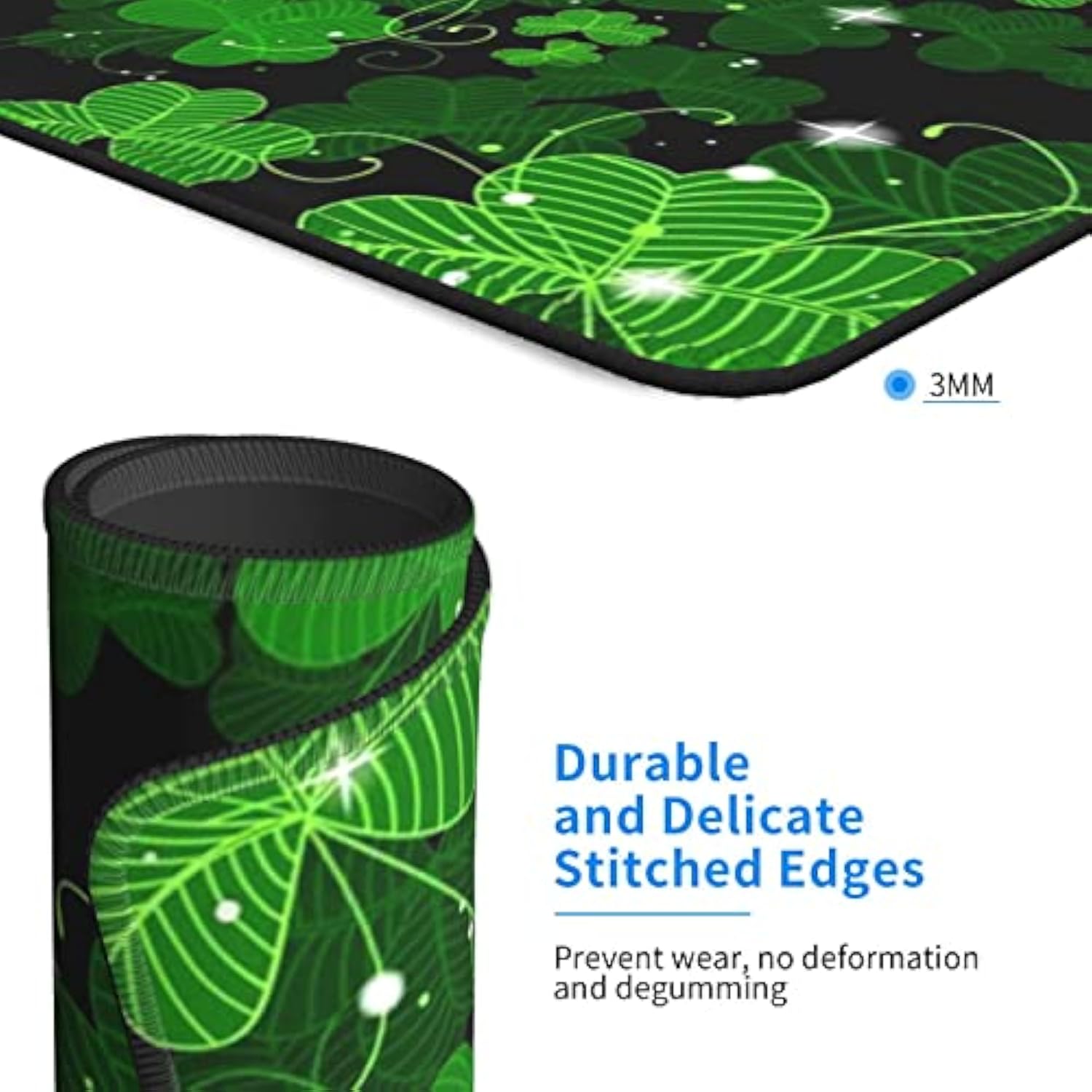 St Patrick'S Day Mouse Pad Shamrock Clover Anti-Slip Gaming Mouse Pad For Laptops Office Computer Mouse Pads