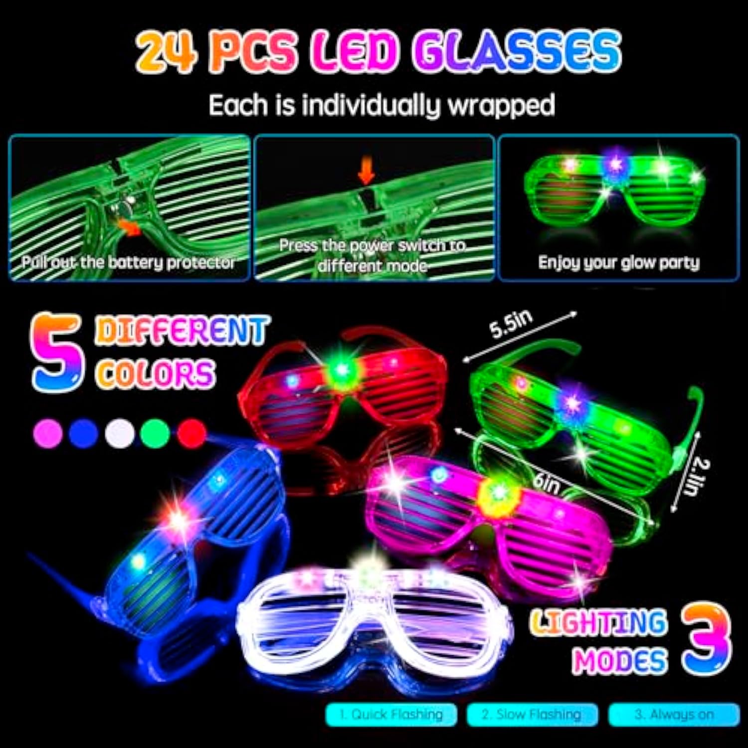 272Pcs Glow In The Dark Party Supplies, Glow Sticks Bulk Party Pack, 24Pcs Foam Glow Sticks, Led Glasses, Led Light Up Rings And 200Pcs Glow Stick For Neon Party Decorations, Wedding